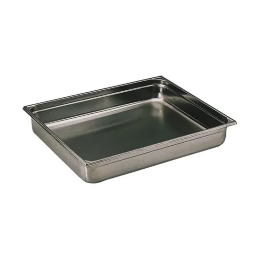 Bac gastronorme plein inox - sans anse - GN 2/1 profondeur 4 cm