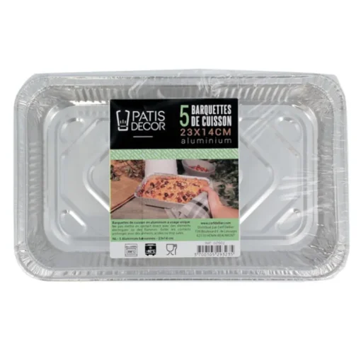 5 Barquettes de cuisson alu 23 x 14 cm