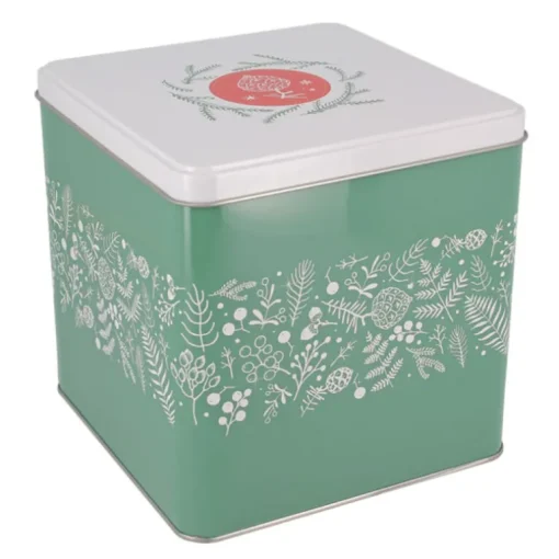 Boîte à biscuits de Noël Houx en métal 14,5 cm