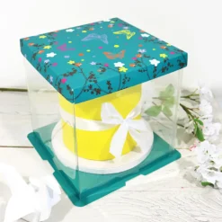 Boîte pâtissière vitrine Papillons 21 x 21 x 22 cm