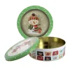 Boîte ronde à biscuits de Noël bonhomme de neige en métal - Ø 20,6 cm
