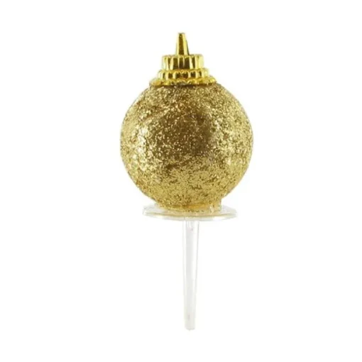 Boules de Noël dorées paillettes sur pique (x50)