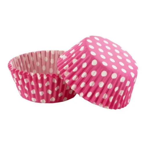 Caissettes cupcakes roses à pois (x50)