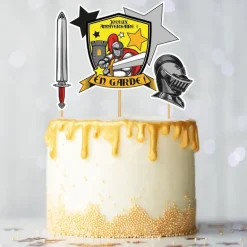Cake topper assortis "Joyeux anniversaire" thème Chevaliers