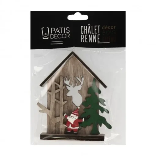 Cake topper en bois chalet de Noël
