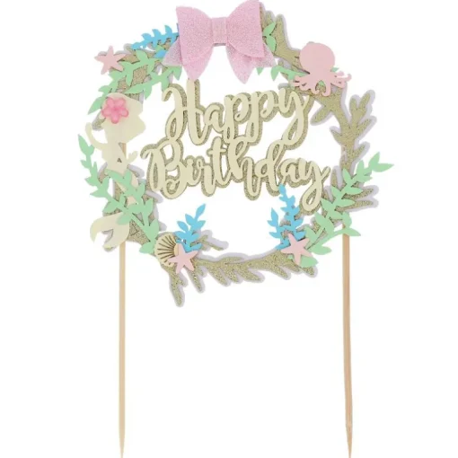 Cake topper "Happy birthday" thème sirène