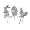 Cake toppers Pâques gris (x3)