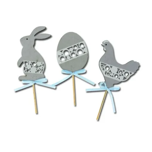 Cake toppers Pâques gris (x3)