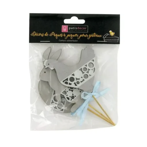 Cake toppers Pâques gris (x3)