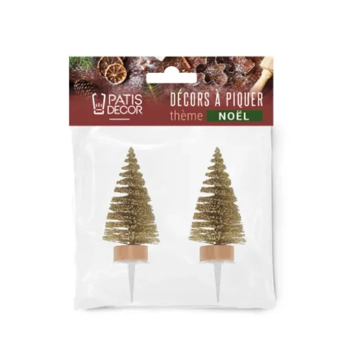 Cake toppers sapins dorés