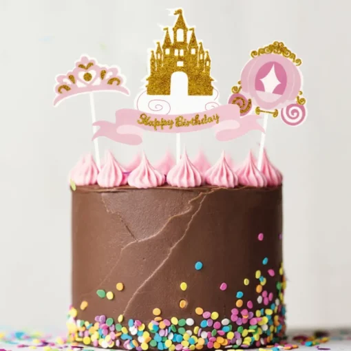 Cakes toppers Anniversaire princesses (x4)
