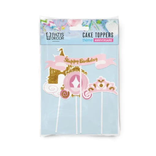 Cakes toppers Anniversaire princesses (x4)