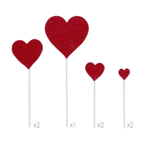 Cakes toppers cœurs brillants (x7)