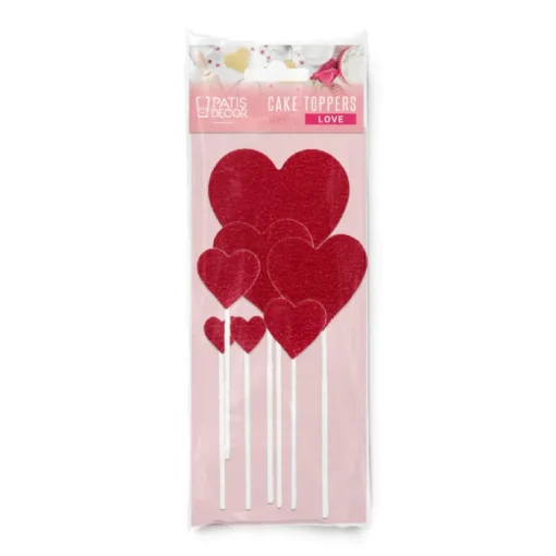 Cakes toppers cœurs brillants (x7)