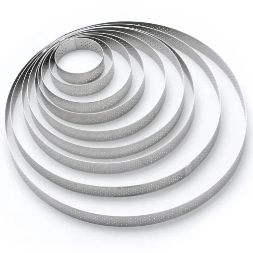 Cercle à tarte perforé à bord droit inox H 2 cm De Buyer