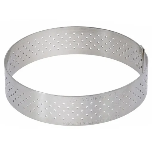 Cercle à tarte perforé à bord droit inox H 2 cm De Buyer