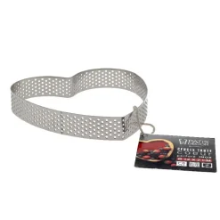 Cercle à tarte perforé coeur inox H 2 cm Ø 12 cm