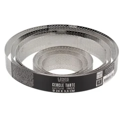 Cercle à tarte perforé inox H 3,5 cm Ø 12 cm
