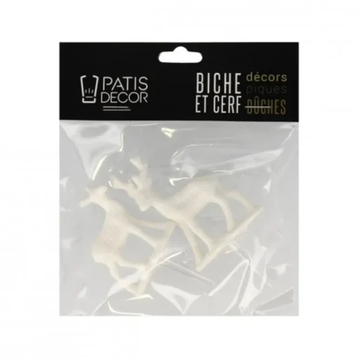 Cerf et biche blancs sur pique (x2)