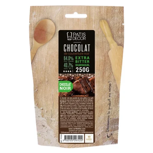 Chocolat de Couverture Noir Extra Bitter Guayaquil 64 % 250 g
