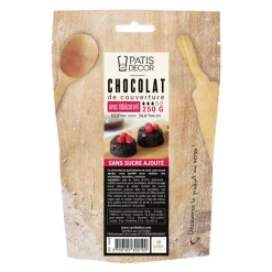 Chocolat de couverture sans sucre ajouté 250 g - DDM 02/25