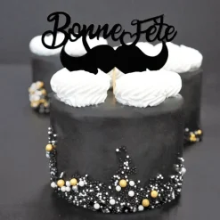 Cupcake Toppers Moustache "Bonne Fête" (x 2)
