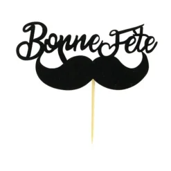 Cupcake Toppers Moustache "Bonne Fête" (x 2)