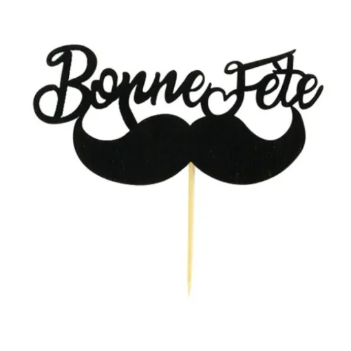 Cupcake Toppers Moustache "Bonne Fête" (x 2)