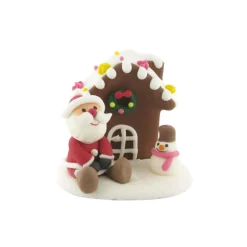 Décor comestible Père Noël assis et chalet (x12)
