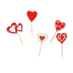 Décors coeurs sur pique en bois (x50)