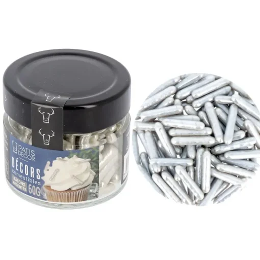 Décors comestibles bâtons argentés 60 g