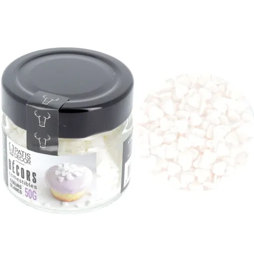 Décors comestibles cœurs blancs 50 g