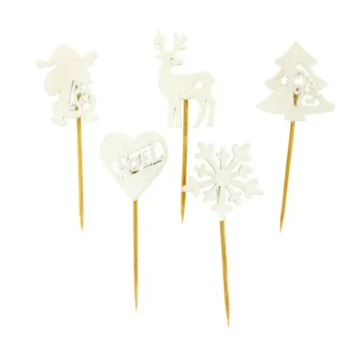 Décors de Noël en bois vintage pailleté (x50)