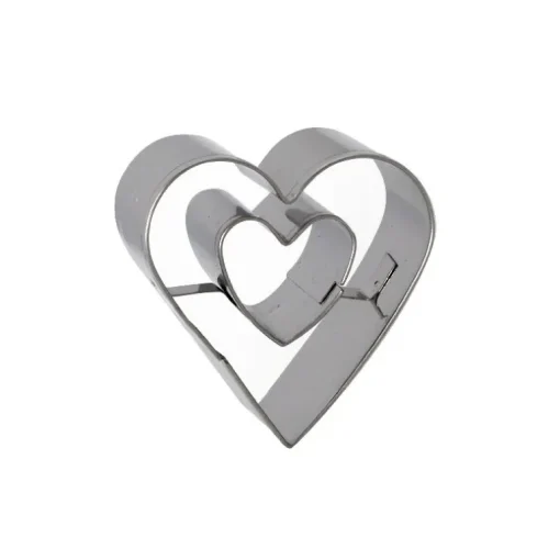 Emporte-pièce double Coeur inox 4,6 cm