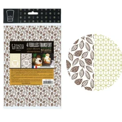 Feuilles transfert cabosses et géométrie assorties (x4)