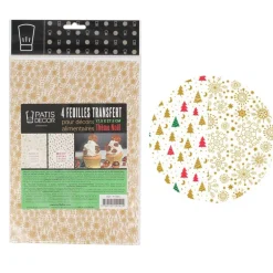 Feuilles transfert Noël assorties (x4)