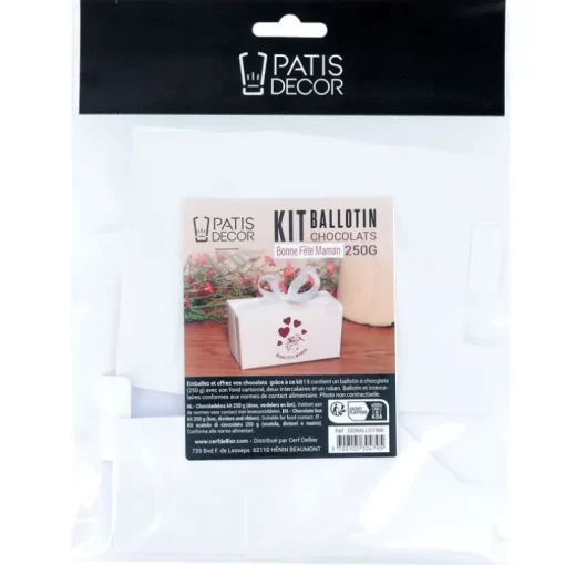 Kit ballotin chocolats blanc "Bonne fête maman"