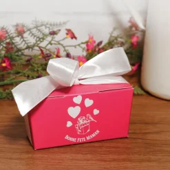 Kit ballotin chocolats fuchsia "Bonne fête maman"