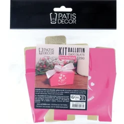 Kit ballotin chocolats fuchsia "Bonne fête maman"