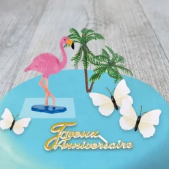 Kit décor Gâteau Flamant rose