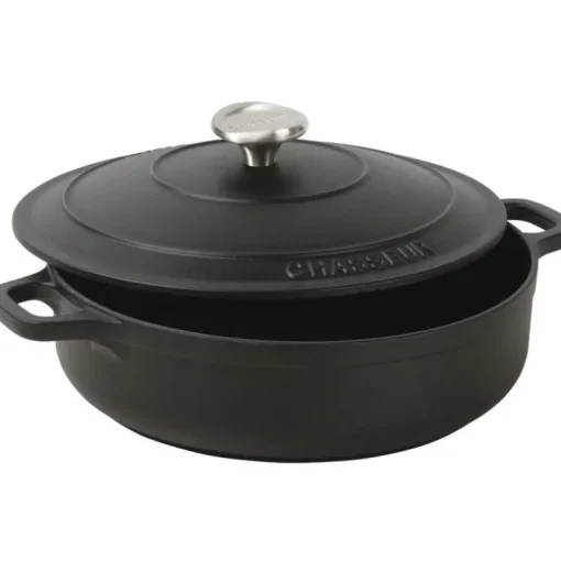 Le Chasseur cocotte basse avec couvercle noire 20 cm