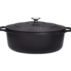 Le Chasseur cocotte ovale avec couvercle noire 25 x 19 cm