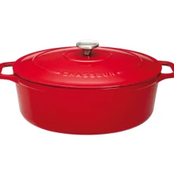 Le Chasseur cocotte ovale avec couvercle rouge 27 x 20 cm