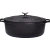 Le Chasseur cocotte ovale avec couvercle noire 31 x 26 cm