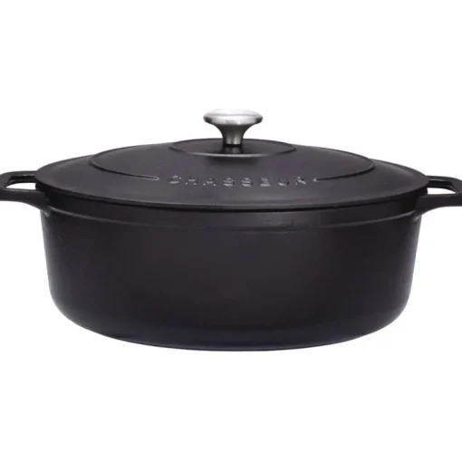Le Chasseur cocotte ovale avec couvercle noire 31 x 26 cm