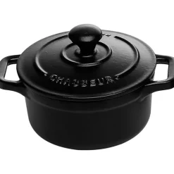 Le Chasseur cocotte ronde avec couvercle noire 10 cm