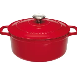 Le Chasseur cocotte ronde avec couvercle rouge 28 cm