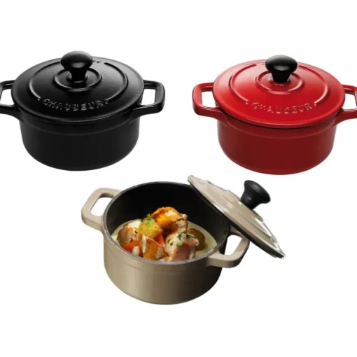 Le Chasseur cocotte ronde avec couvercle noire 10 cm