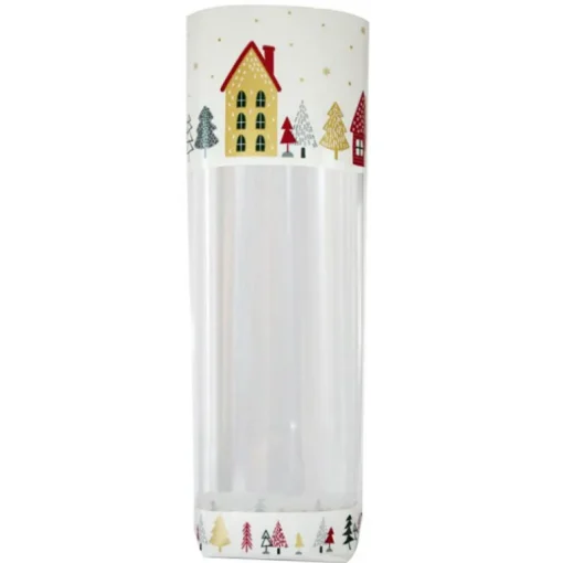 Lot sachets à motif village de Noël - 10 x 22 cm (x100)