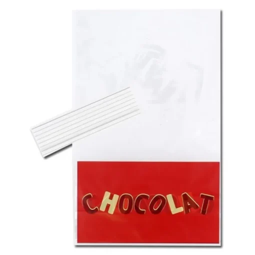 Lot sachets motif chocolat + liens - 14 x 23 cm (x10)